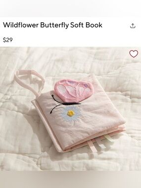 Pottery barn kids wildflower butterfly soft book NWT